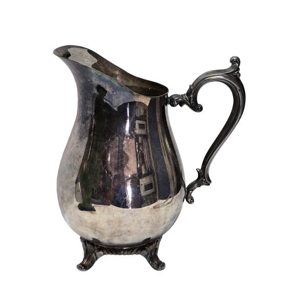 Vintage Silver Plated WM Rogers 817 Footed Ice Guard Water Beverage Pitcher - Picture 1 of 12